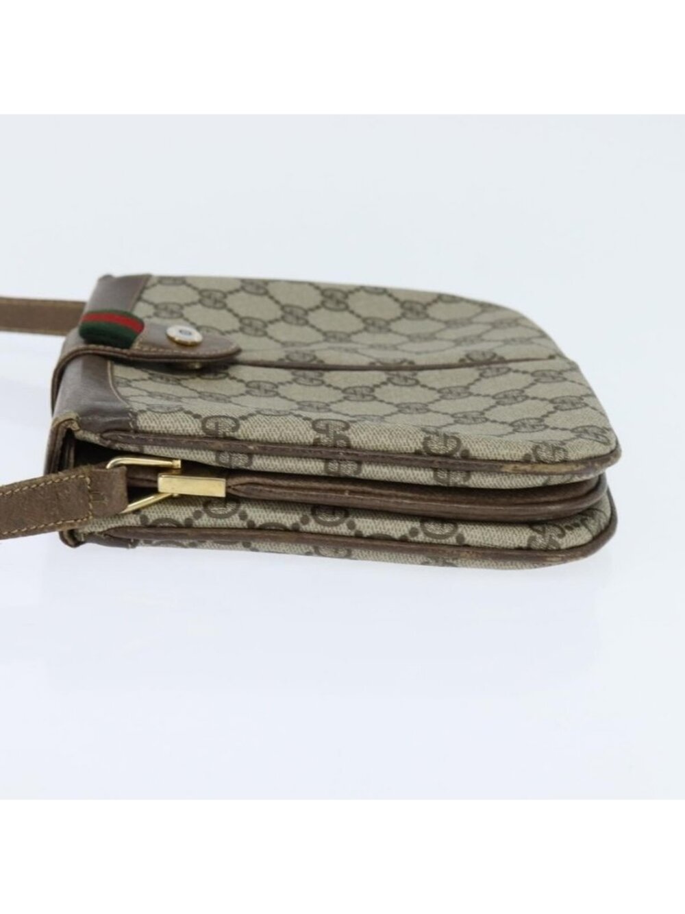 Authentic GUCCI GG Supreme Web Sherry Line Bag PVC Beige Gold 86 02 037 - Picture 11 of 16
